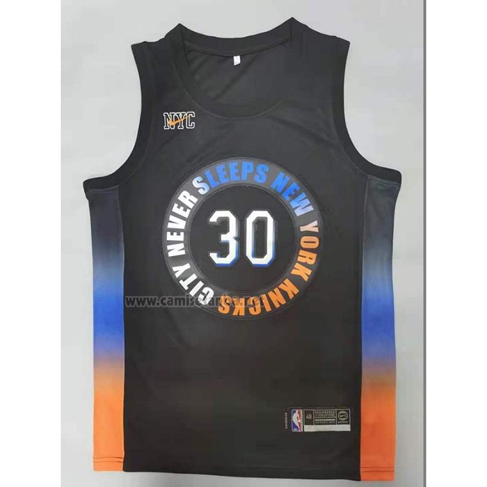 Camiseta New York Knicks Julius Randl #30 Ciudad 2020-21 Negro